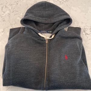 Polo Mens distressed hoodie size Large, color Charcoal